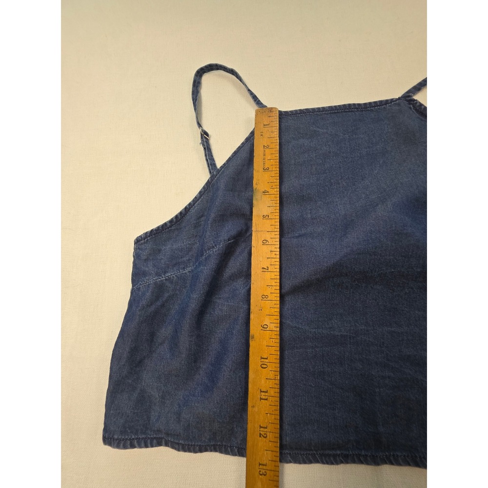 Express Denim Camisole Tank Top Womens S Blue Tie Back Halter Neck fetival Y2K - Picture 6 of 6